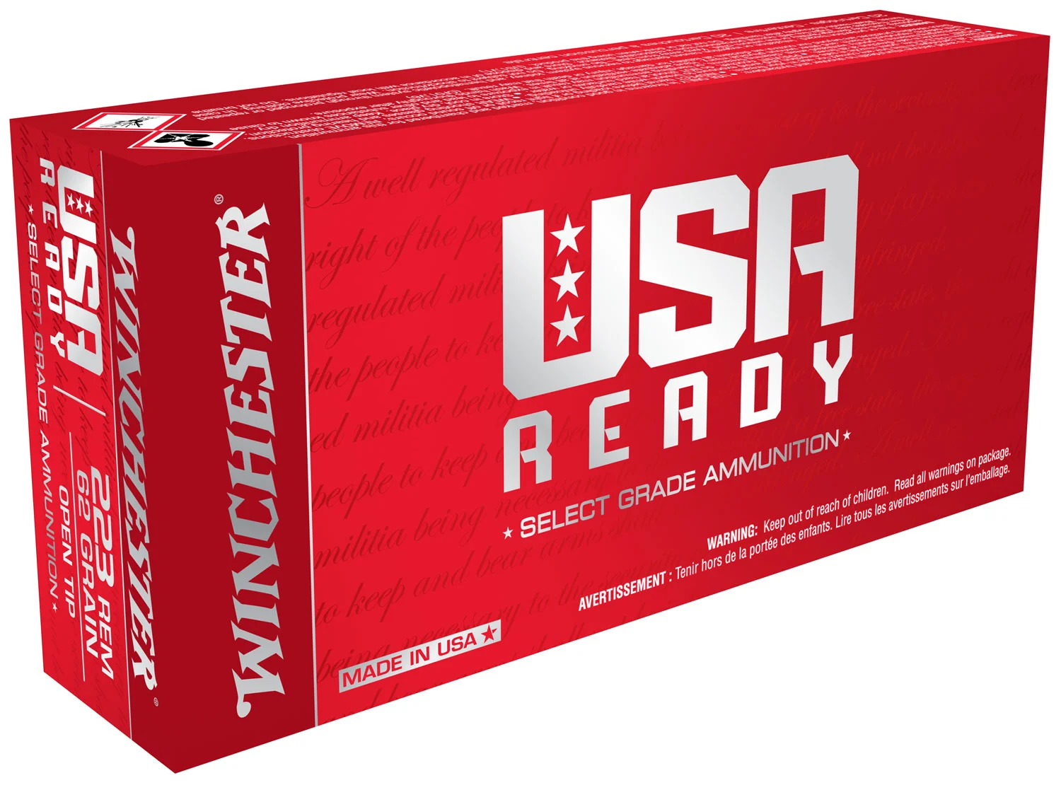 WINCHESTER Ammo Red223 Usa Ready 223rem 62gr Open Tip Range 20 Per Box/10 Case