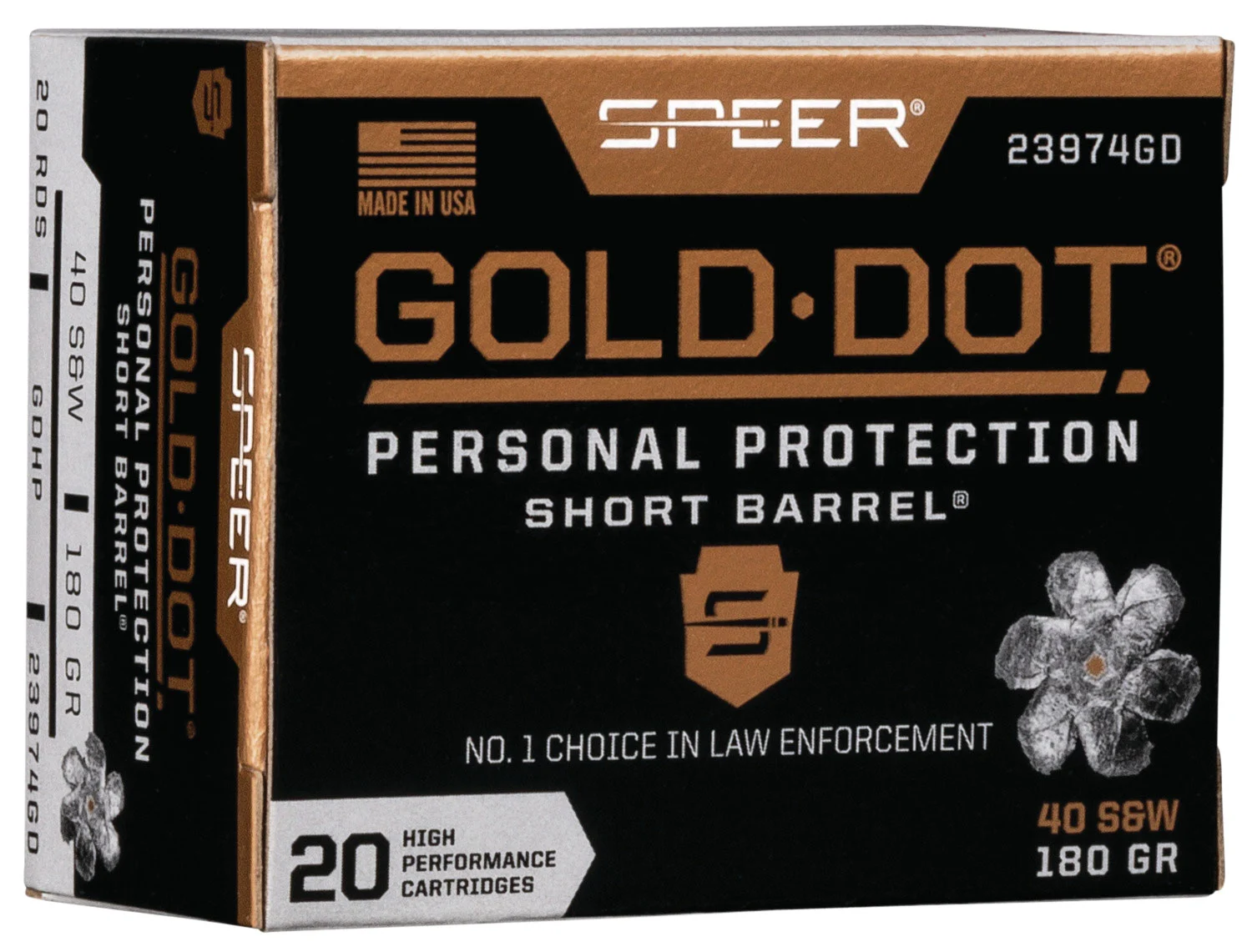 SPEER 23974gd Gold Dot Personal Protection Short Barrel 40s&w 180gr Hollow Point 20 Per Box/10 Case