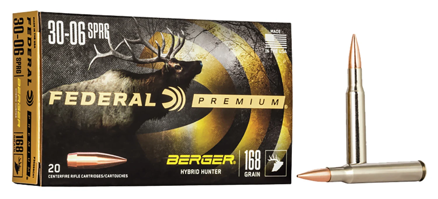 FEDERAL P3006bch1 Premium 30-06springfield 168gr Berger Hybrid Hunter 20 Per Box/10 Case
