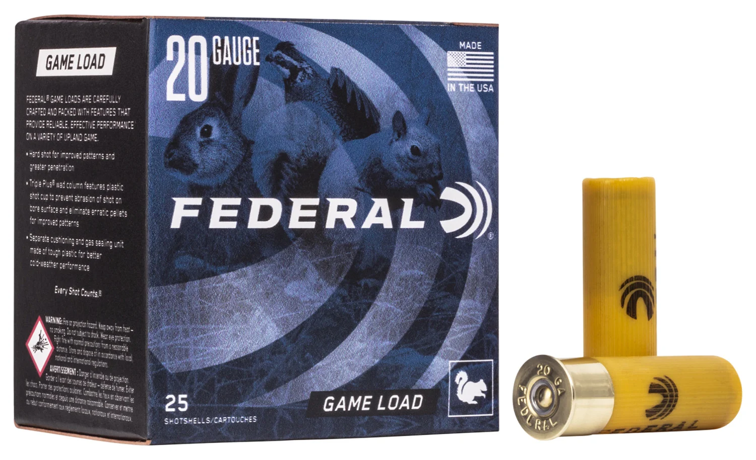 FEDERAL H20075 Game-shok Upland 20gauge 2.75" 7/8oz 7.5shot 25 Per Box/10 Case