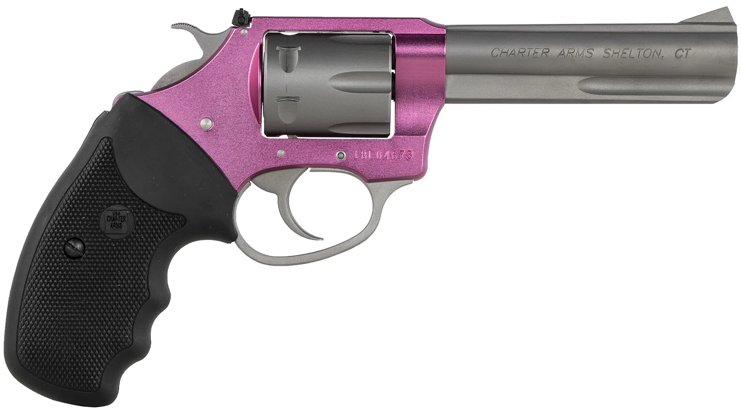 CHARTER Arms 52232 Pathfinder Lite 22 Lr 8 Shot, 4.20" Matte Stainless Steel Barrel & Cylinder, Pink Aluminum Frame W/black Finger Grooved Rubber Grip, Exposed Hammer