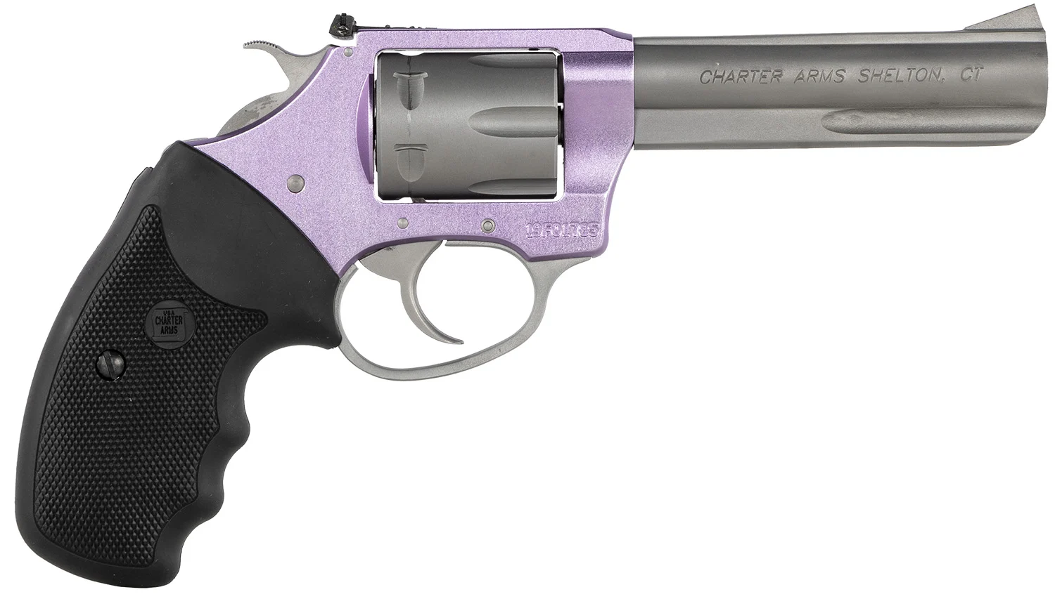 CHARTER Arms 52242 Pathfinder Lite 22 Lr 8rd 4.20" Matte Stainless Stainless Steel Barrel, Lavender Aluminum Frame, Matte Stainless Cylinder, Black Finger Grooved Rubber Grip, Exposed Hammer