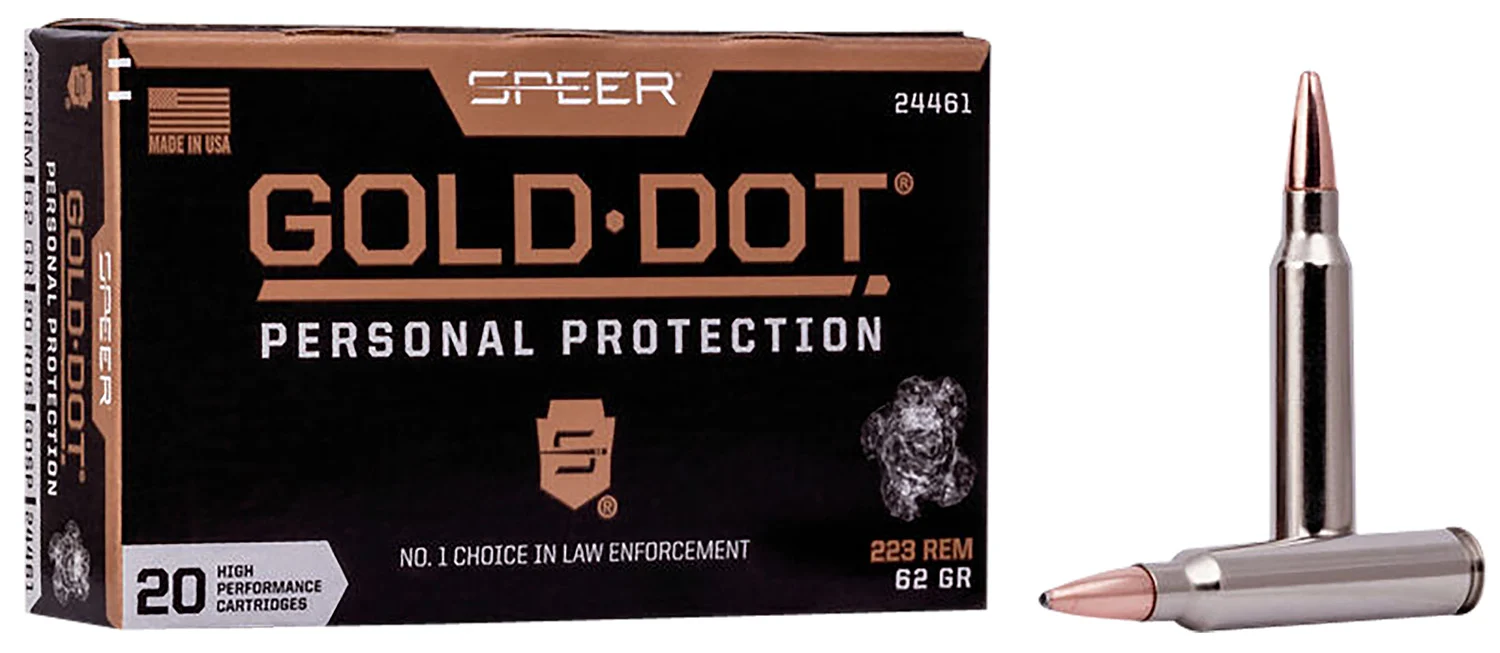 Speer .223 Remington 62gr GOLD DOT Nickel-Plated Brass – 20rd