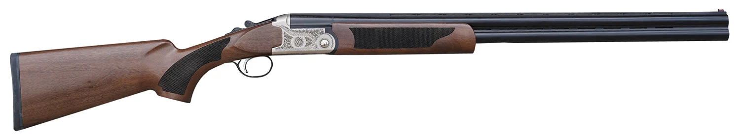 Pointer KAR1228 Acrius 12 Gauge 3" 2rd 28" Black O/U Barrel, Nickel Engraved Metal Finish, Turkish Walnut Stock Includes 5 Chokes