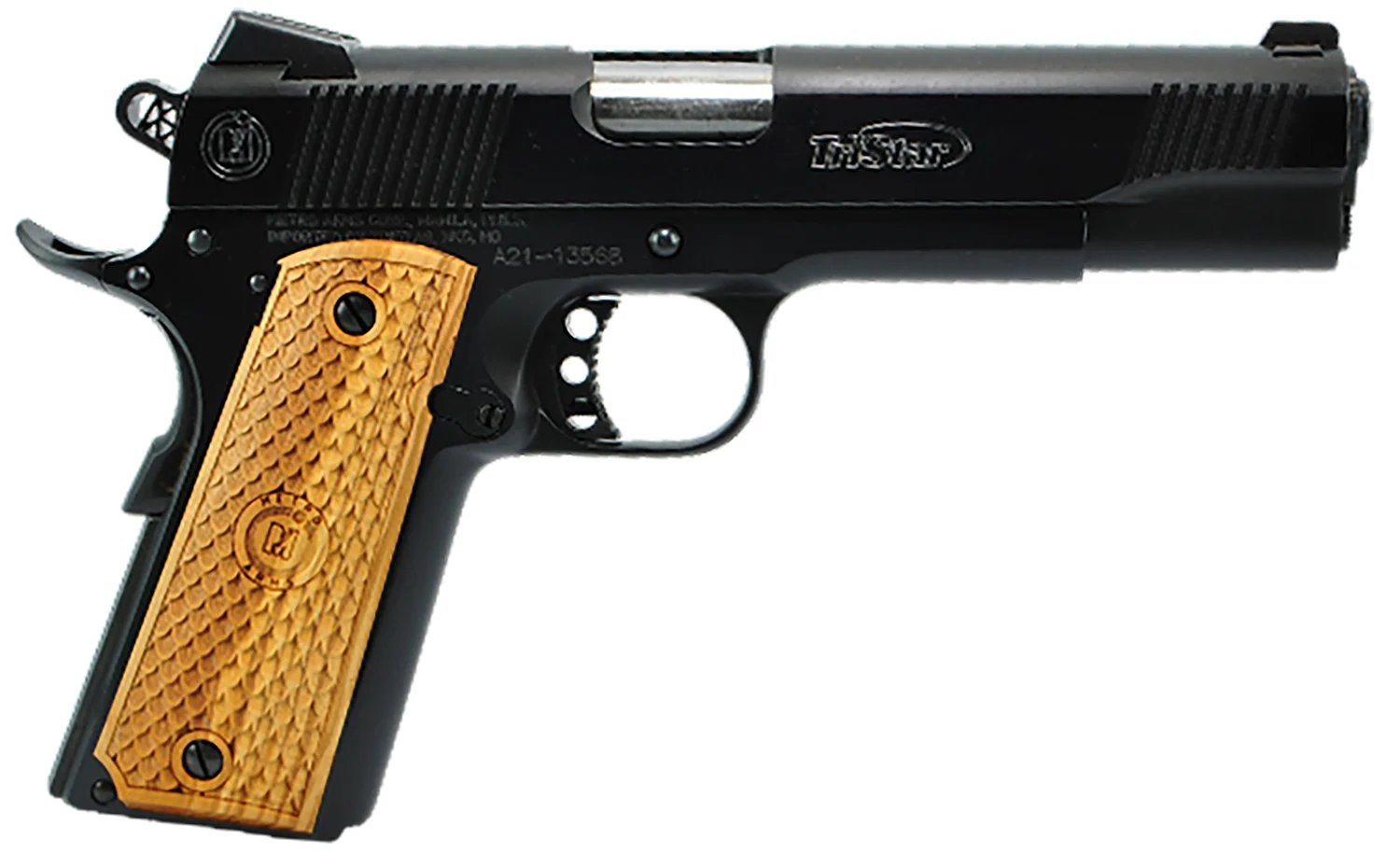 TRISTAR 85614 American Classic Ii 1911 9mm Luger 9+1, 5" Stainless Steel Barrel, Blued Serrated Steel Slide, Blued Steel Frame W/beavertail, Wood Grip