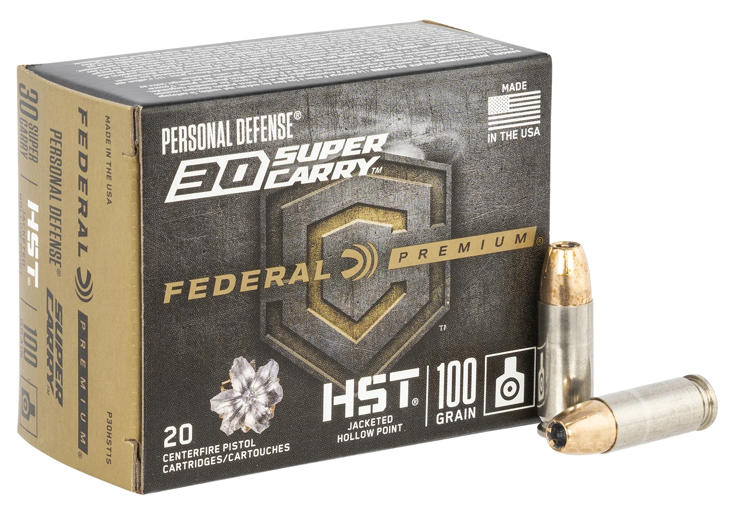 Federal .30 Super Carry 100gr HST Nickel-Plated Brass – 20rd