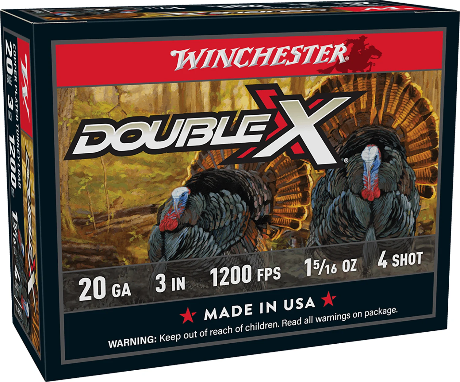 WINCHESTER Ammo Sth2034 Double X High Velocity Turkey 20gauge 3" 1 5/16oz 4shot 10 Per Box/10 Case