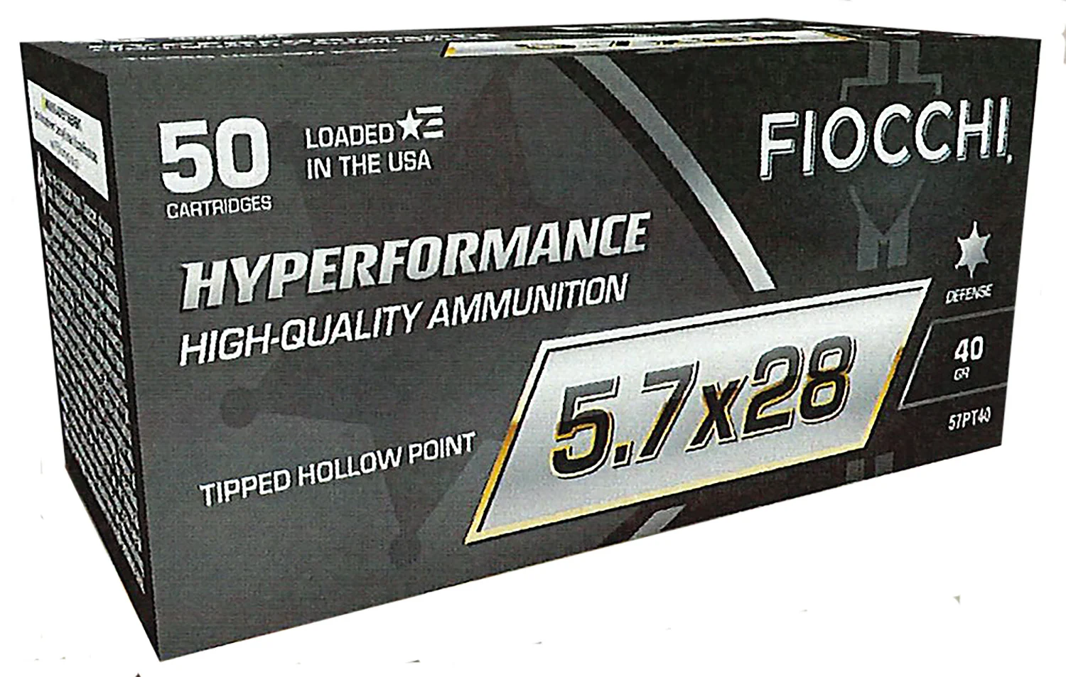 FIOCCHI 57pt40 Hyperformance 5.7x28mm 40gr Tipped Hollow Point 50 Per Box/10 Case