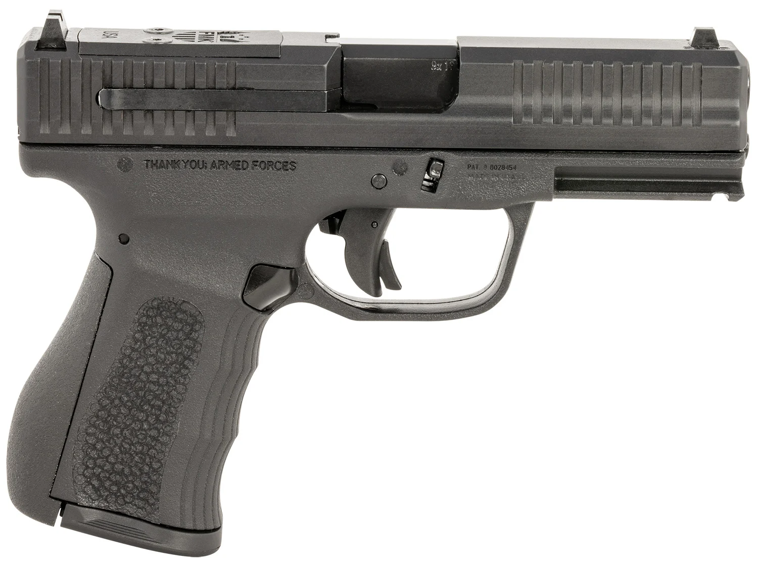 FMK FMKG49BSS G3 9mm Luger 14+1 4" Stainless Steel Barrel, Black Optic Cut/Serrated Carbon Steel Slide, Black Polymer Frame w/Picatinny Rail, Black Backstrap Grip