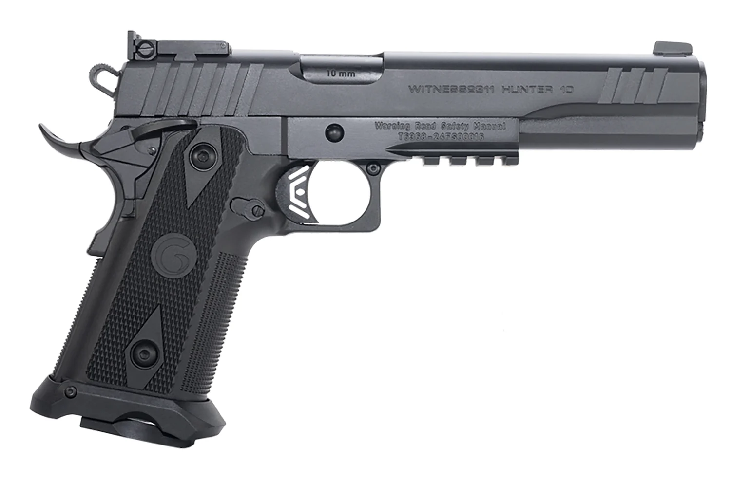 Girsan 395070 Witness2311 10mm Auto 15+1 6" Black Steel Barrel, Black Serrated Steel Slide, Black Polymer Frame w/Beavertail & Picatinny Rail, Black Checkered Polymer Grip, Ambidextrous