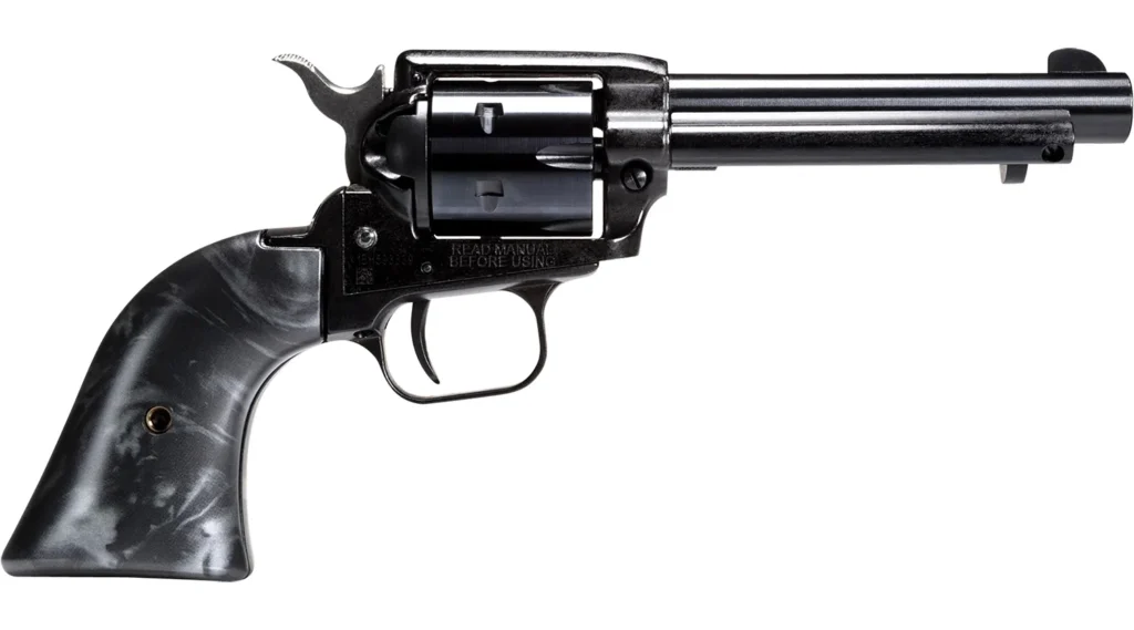 Heritage Mfg RR22B4BP Rough Rider  22 LR 6 Shot, 4.75" Black Oxide Steel Barrel, Black Oxide Zinc Alloy Frame, Black Oxide Cylinder, Black Pearl Grip, Manual Safety, Exposed Hammer