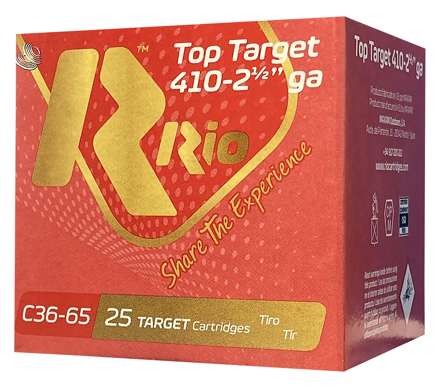 RIO Ammunition Rc3675 Top Target 410 Gauge 2.50" 1/2 Oz 7.5 Shot 25 Per Box/10 Case
