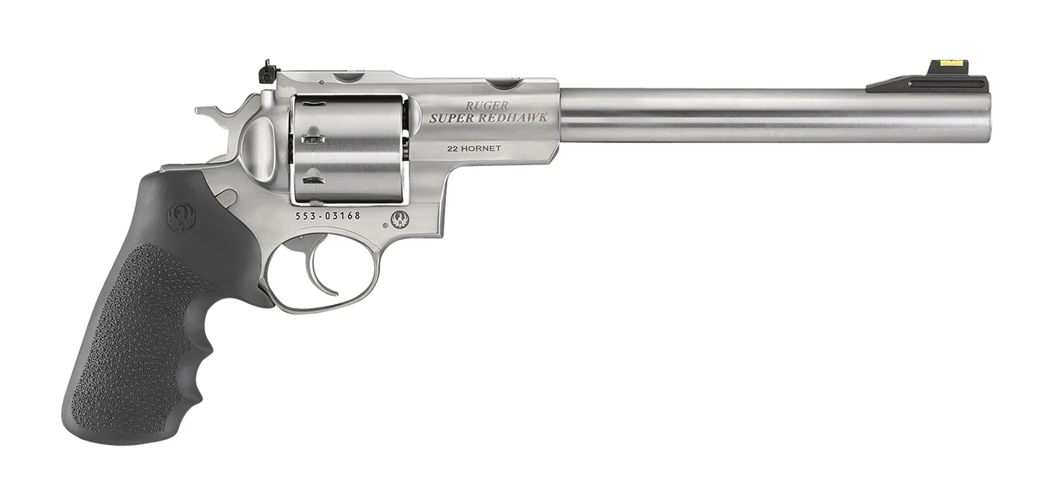 Ruger 5526 Super Redhawk 22 Hornet 8rd 9.50" Satin Stainless Steel Barrel, Cylinder & Frame, Black Hogue Tamer Monogrip Grip, Transfer Bar Safety