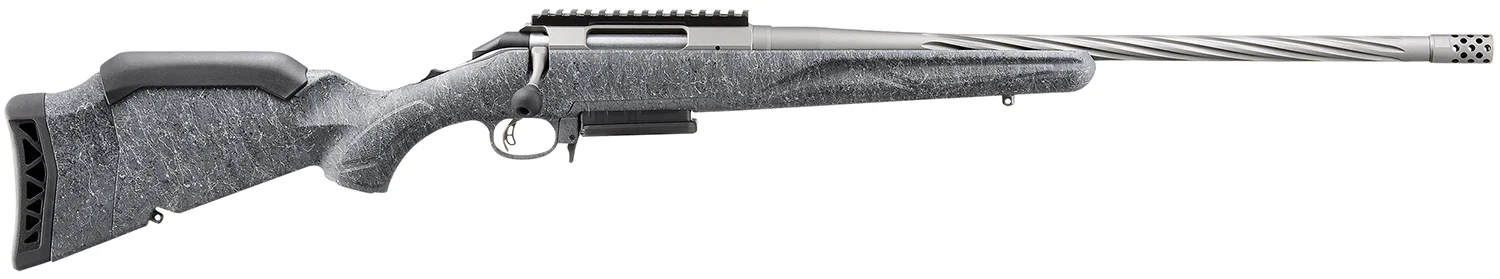 Ruger 46901 American II Full Size 6.5 Creedmoor 3+1 20" Gun Metal Gray Cerakote Spiral Fluted Threaded Barrel & Alloy Steel Receiver w/Picatinny Rail, Gray Splatter Adj LOP Synthetic Stock