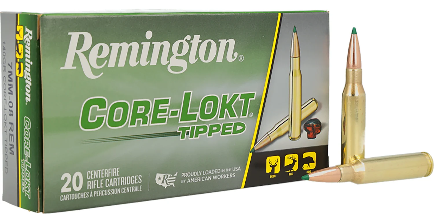 Remington Ammunition R20039 7mm-08Rem 140gr Core-Lokt Tipped 20 Per Box/10 Case