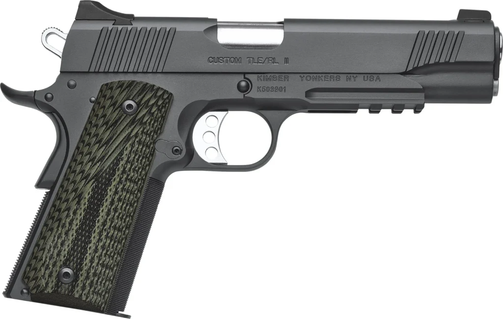 Kimber Mfg, Inc 3200338 TLE II  10mm Auto 8+1 5" Stainless Match Grade Barrel, Matte Black Serrated Steel Slide, Matte Black Steel Frame w/Beavertail & Picatinny Rail, Aggressively Textures G-10 Grip