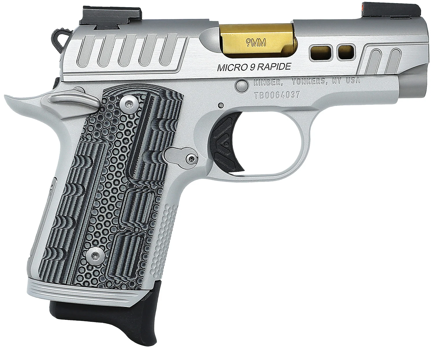 KIMBER Mfg.,inc 3300230 Micro 9 Rapide Dawn 9mm 7+1 3.15" Brushed Stainless/silver Kimpro Ii Grey/black G10 Grip