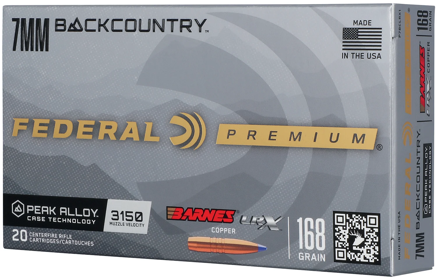 FEDERAL P7bclrx1 Backcountry 7mm Bc 168gr 20 Per Box/10 Case