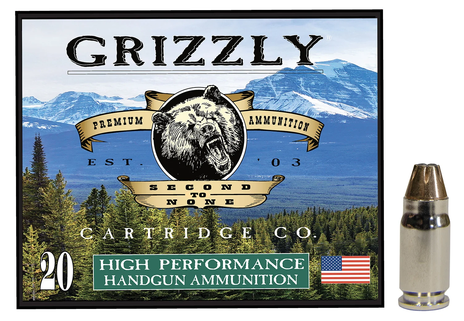 Grizzly-Ammo .357 SIG 90gr JACKETED HOLLOW POINT – 20rd