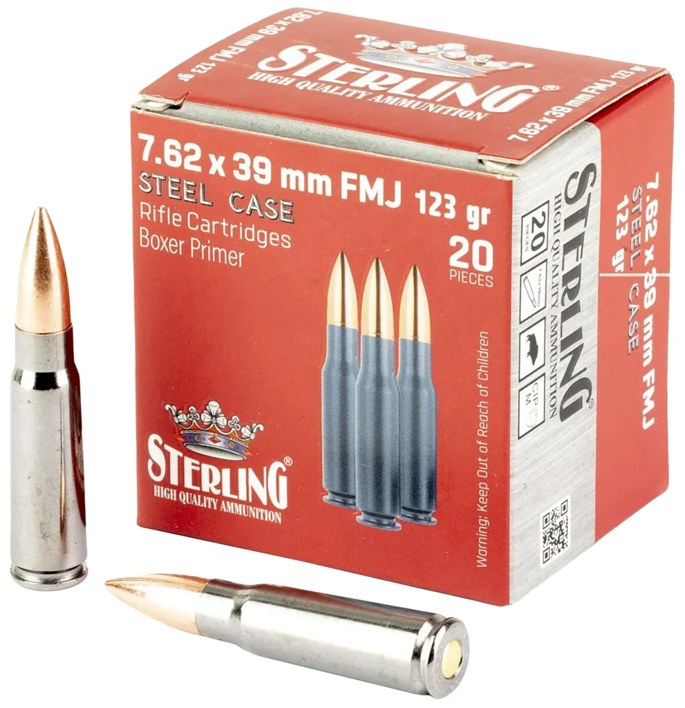 Sterling 8698779971205 Centerfire Rifle  7.62X39 123gr Full Metal Jacket 20 Per Box/50 Case