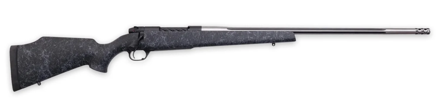 Weatherby MAM01N340WR8B Mark V Accumark 340 WBY Mag 3+1 26" Spun Stainless w/Graphite Black Cerakote Fluted Threaded Barrel, Graphite Black Cerakote Steel Drilled & Tapped Receiver, Matte Black w/Spid