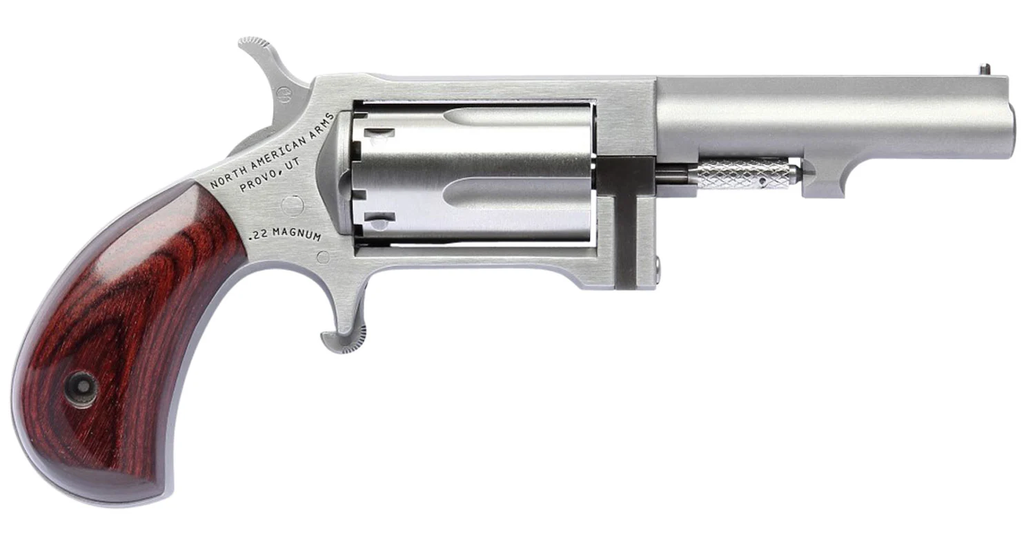North American Arms SW250 Sidewinder 22 WMR 5rd 2.50" Barrel, Overall Stainless Steel Finish & Rosewood Birdshead Grip
