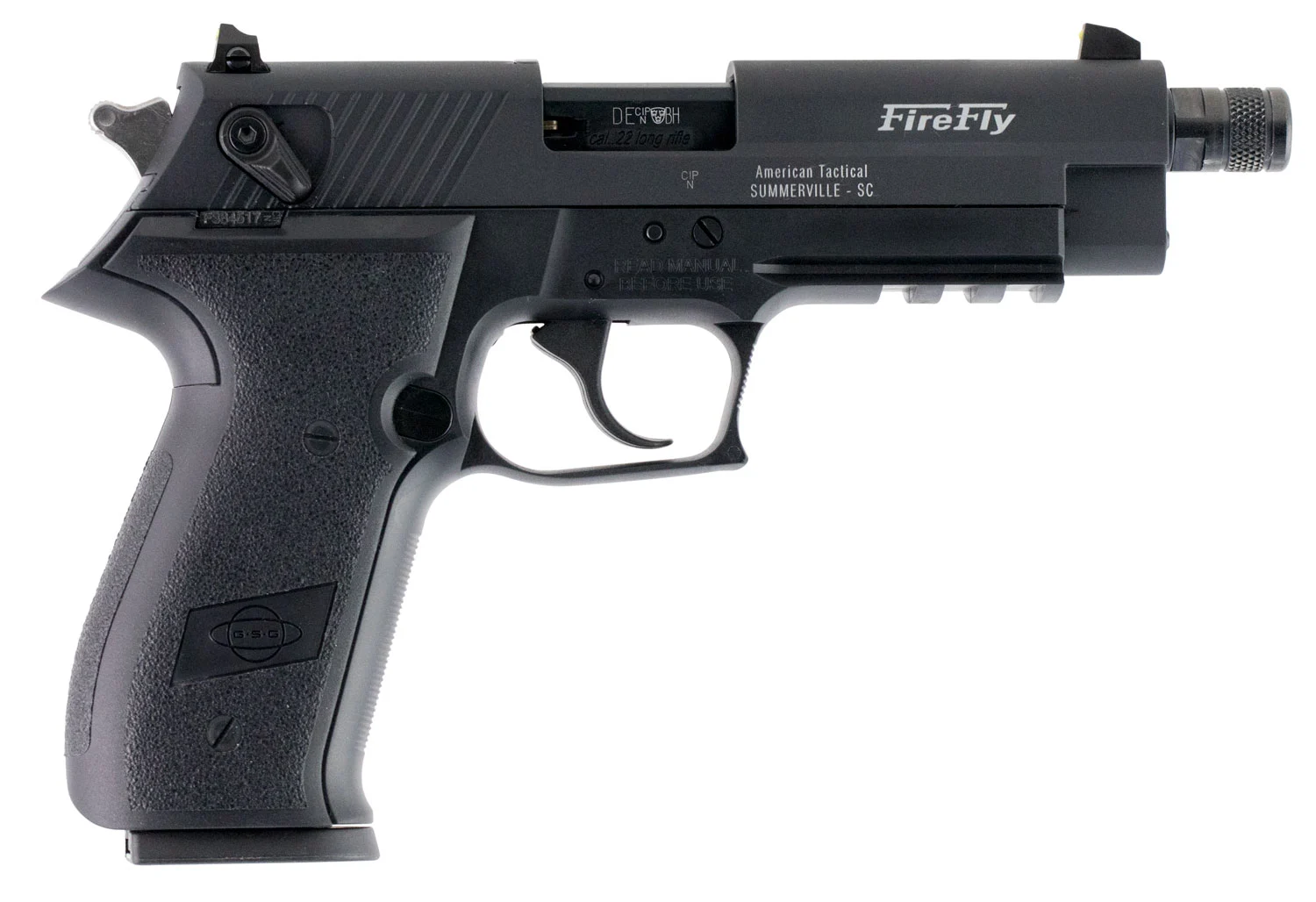 GSG Gerg2210tff Firefly 22 Lr 10+1 4.90" Black Steel/threaded Barrel, Serrated Slide, Zinc Alloy W/accessory Rail Frame, Black Polymer Grip
