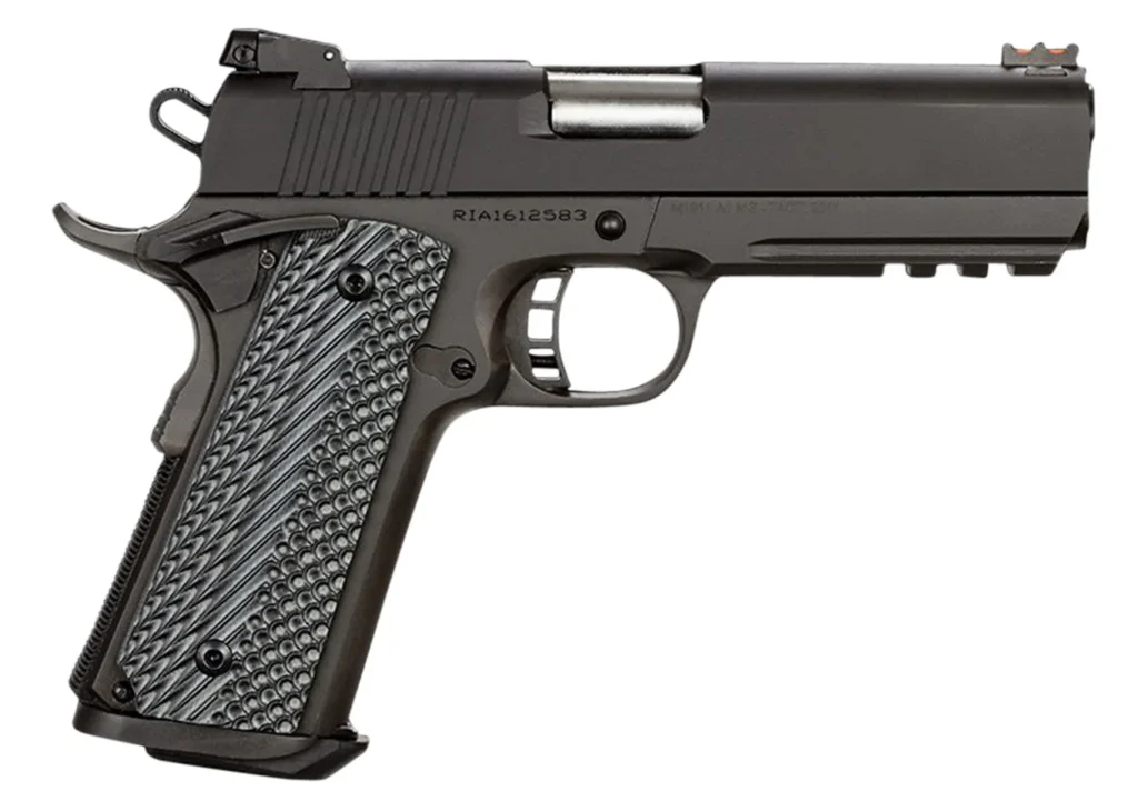 Rock Island 51994 Tac Ultra MS 10mm Auto Caliber with 4.25" Barrel, 8+1 Capacity, Overall Black Parkerized Finish Steel, Picatinny Rail/Beavertail Frame, Serrated Slide & Black/Gray G10 Grip