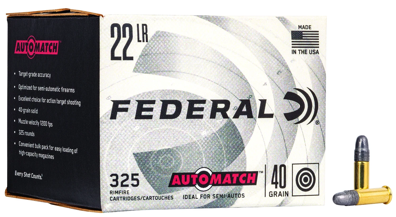 Federal .22 LR 40gr LEAD ROUND NOSE Brass – 325rd