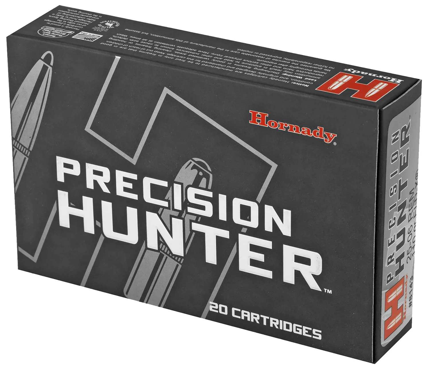 HORNADY 8143 Precision Hunter 25-06rem 110gr Extremely Low Drag Expanding 20 Per Box/10 Case
