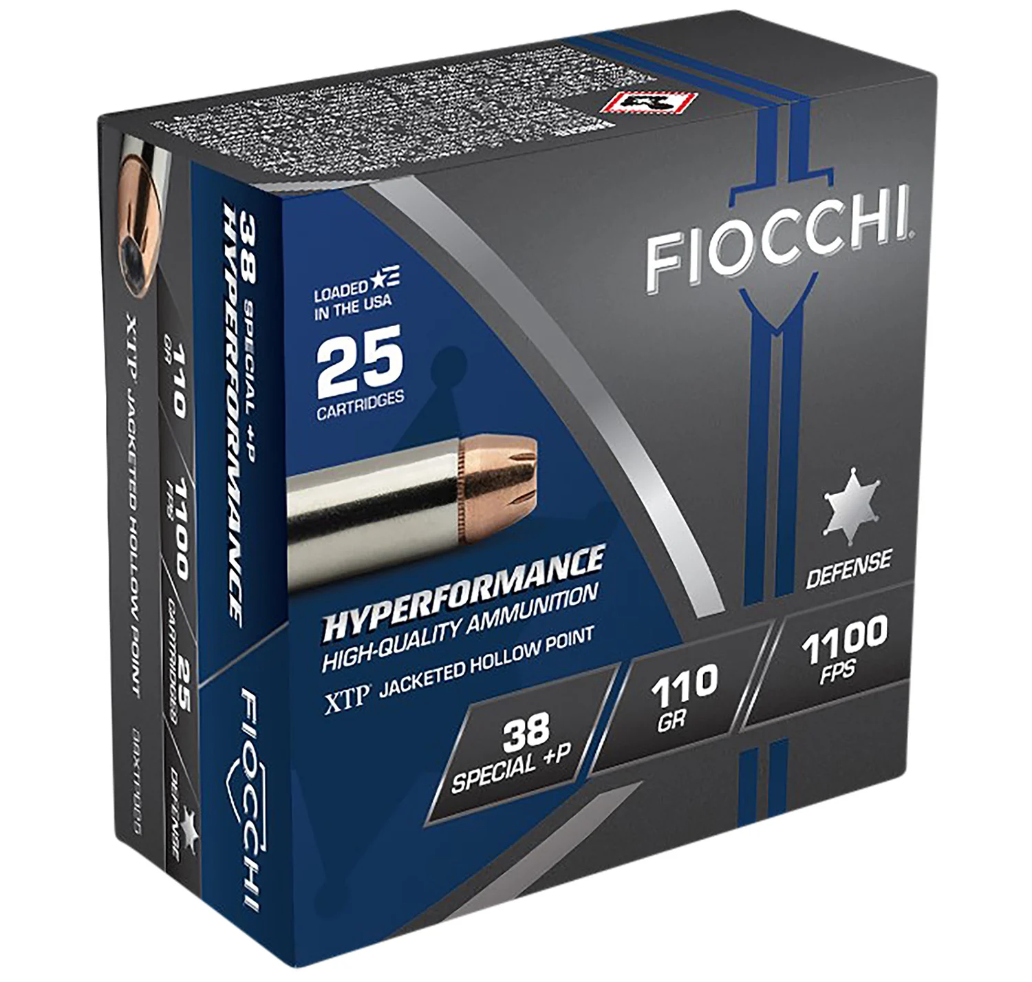 FIOCCHI 38xtpb25 Hyperformance 38special+p 110gr Hornady Xtp Hollow Point 25 Per Box/20 Case