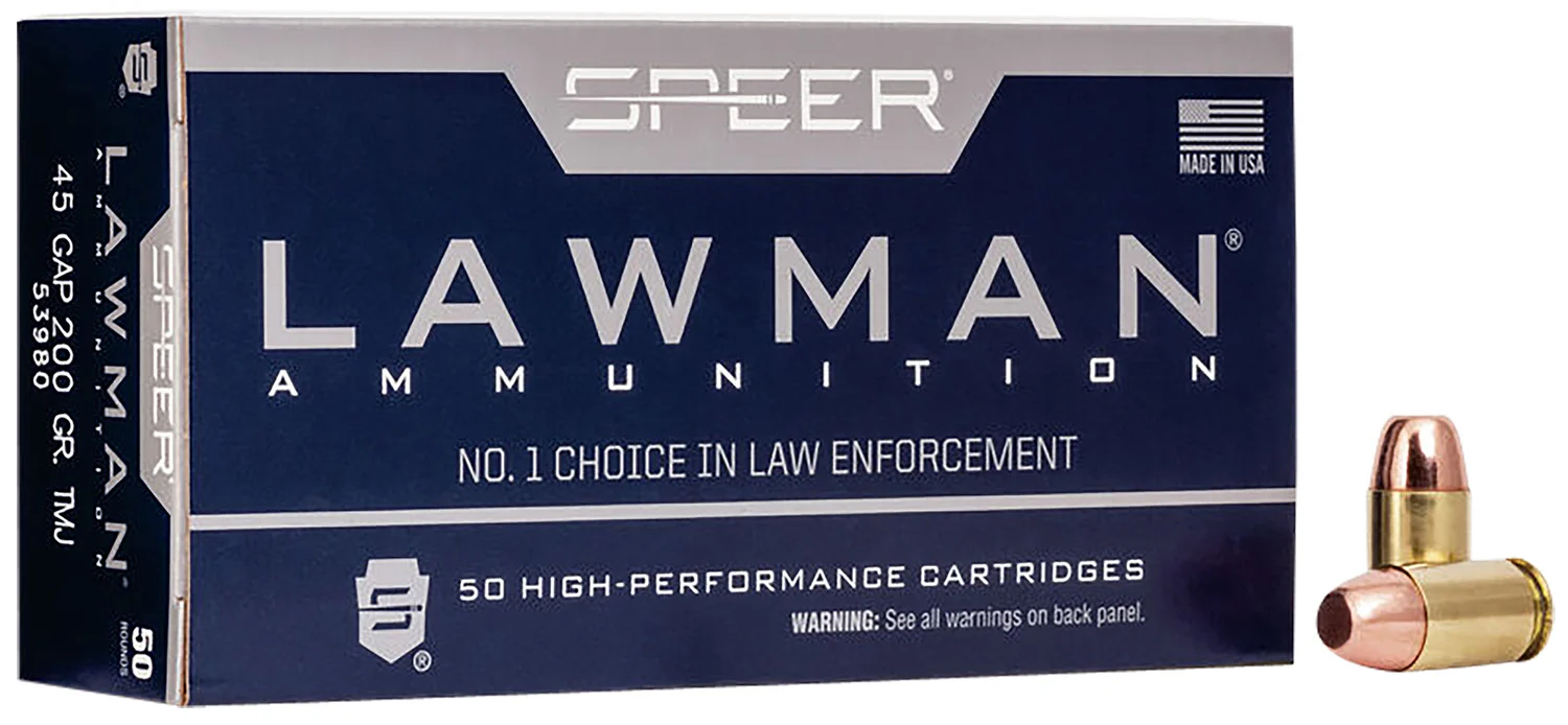 SPEER 53980 Lawman 45gap 200gr Total Metal Jacket Flat Nose 50 Per Box/20 Case