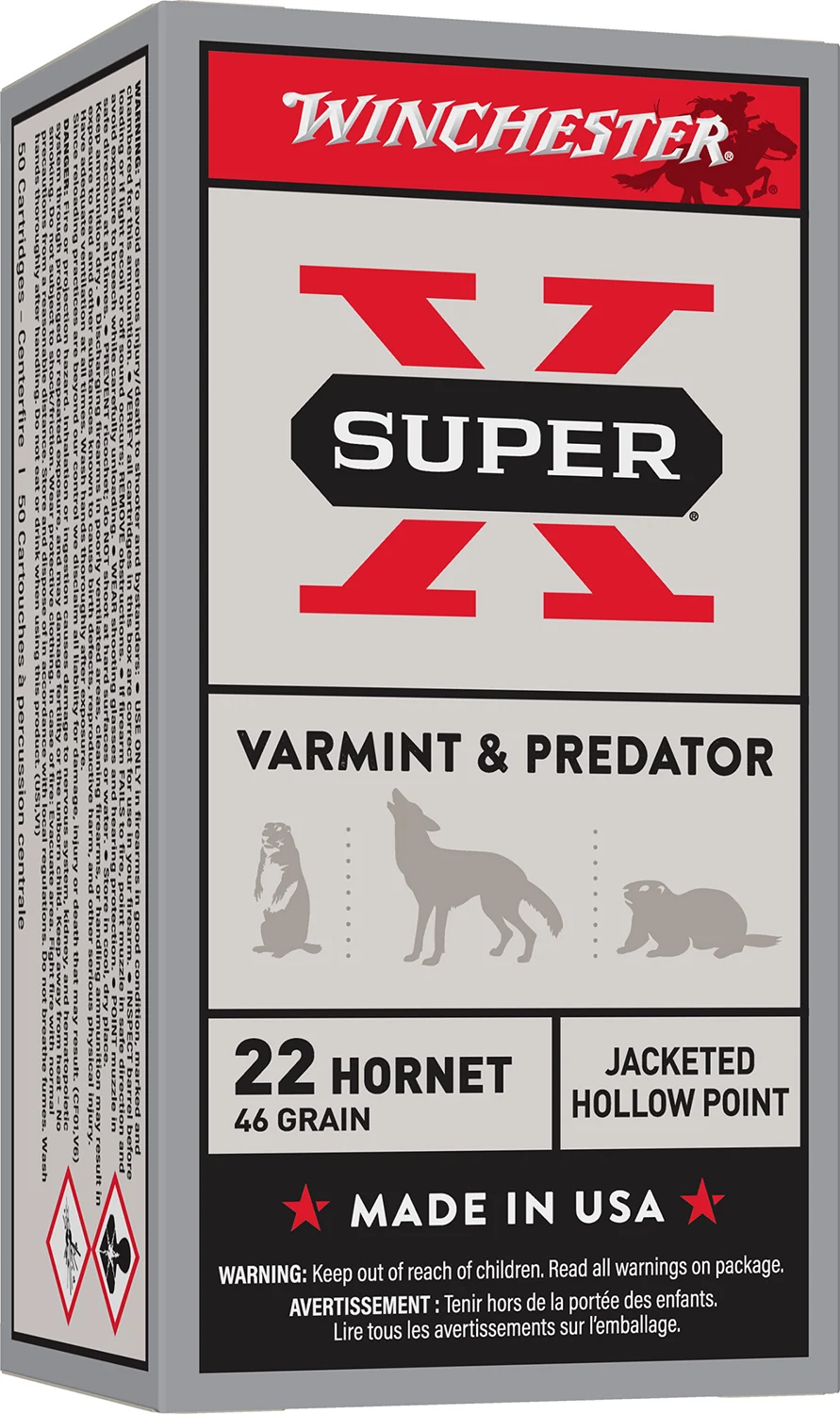 Winchester .22 Hornet 46gr JHP Brass – 50rd