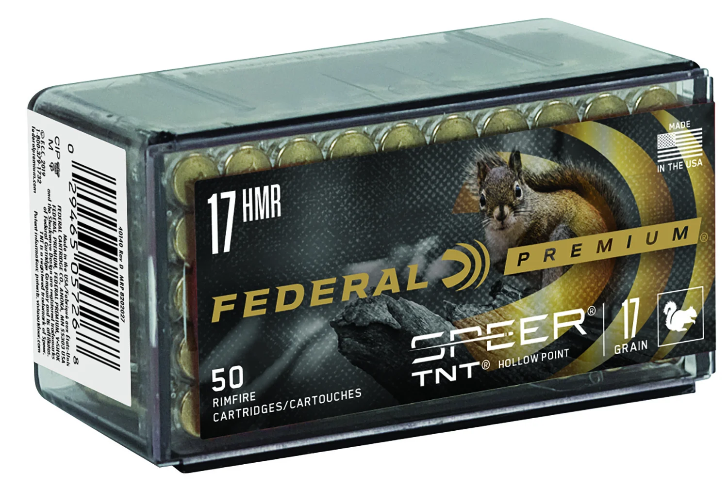 FEDERAL P770 Premium Varmint & Predator 17hmr 17gr Speer Tnt Jacketed Hollow Point 50 Per Box/60 Case