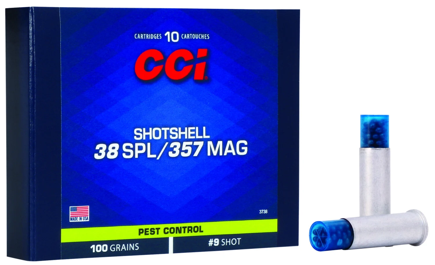 CCI 3738 Pest Control Shotshell 38sp/357 Mag 100gr #9shot 10 Per Box/20 Case