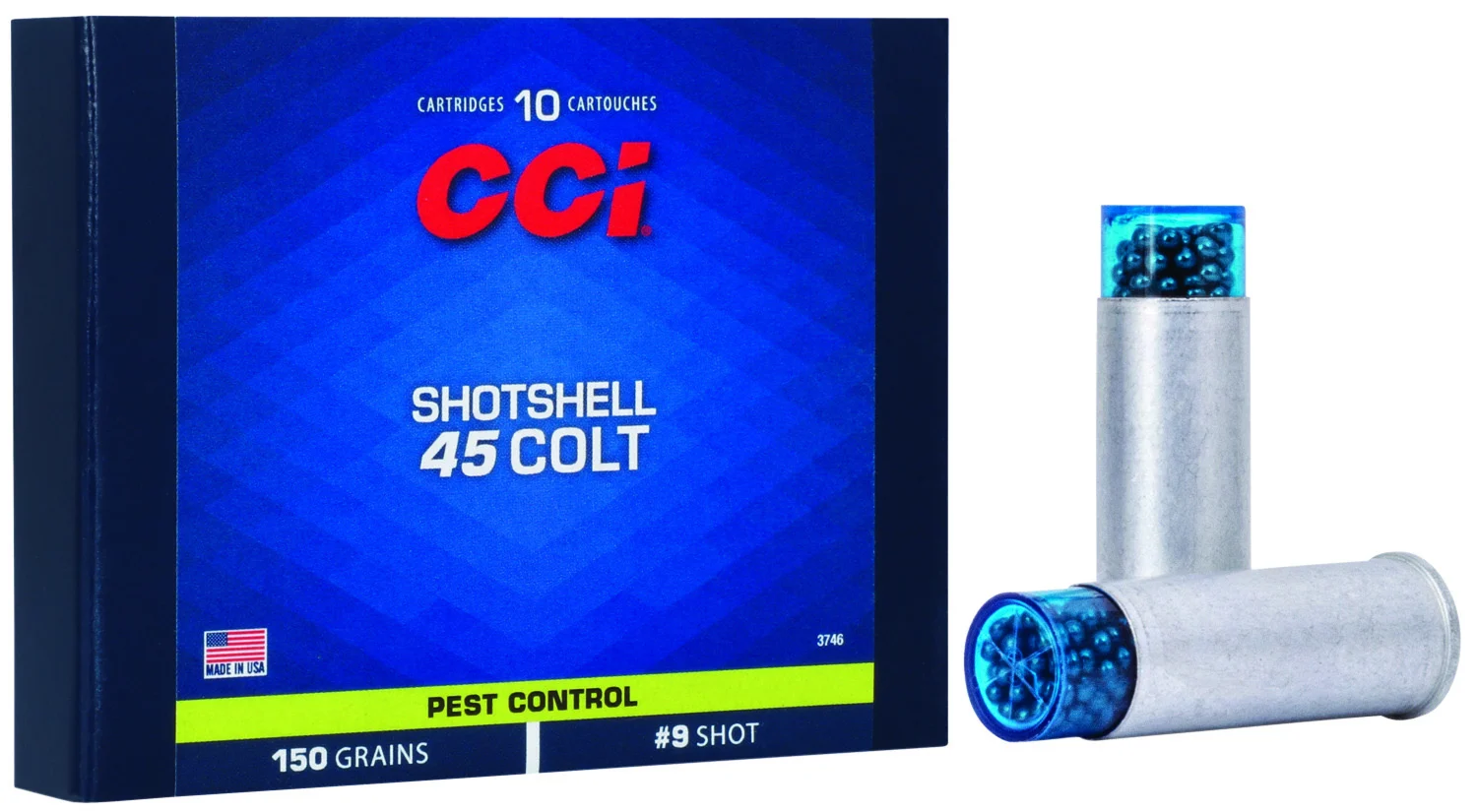 CCI 3746 Pest Control Shotshell 45colt 150gr #9shot 10 Per Box/20 Case