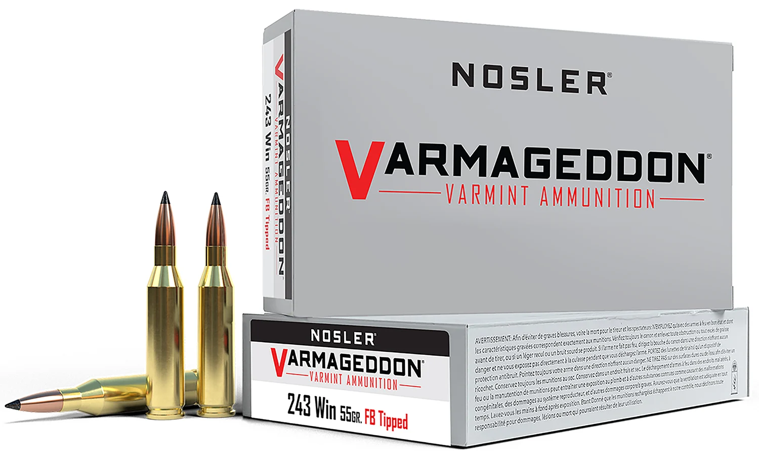 Nosler .243 Winchester 55gr FLAT BASE TIPPED Brass – 20rd