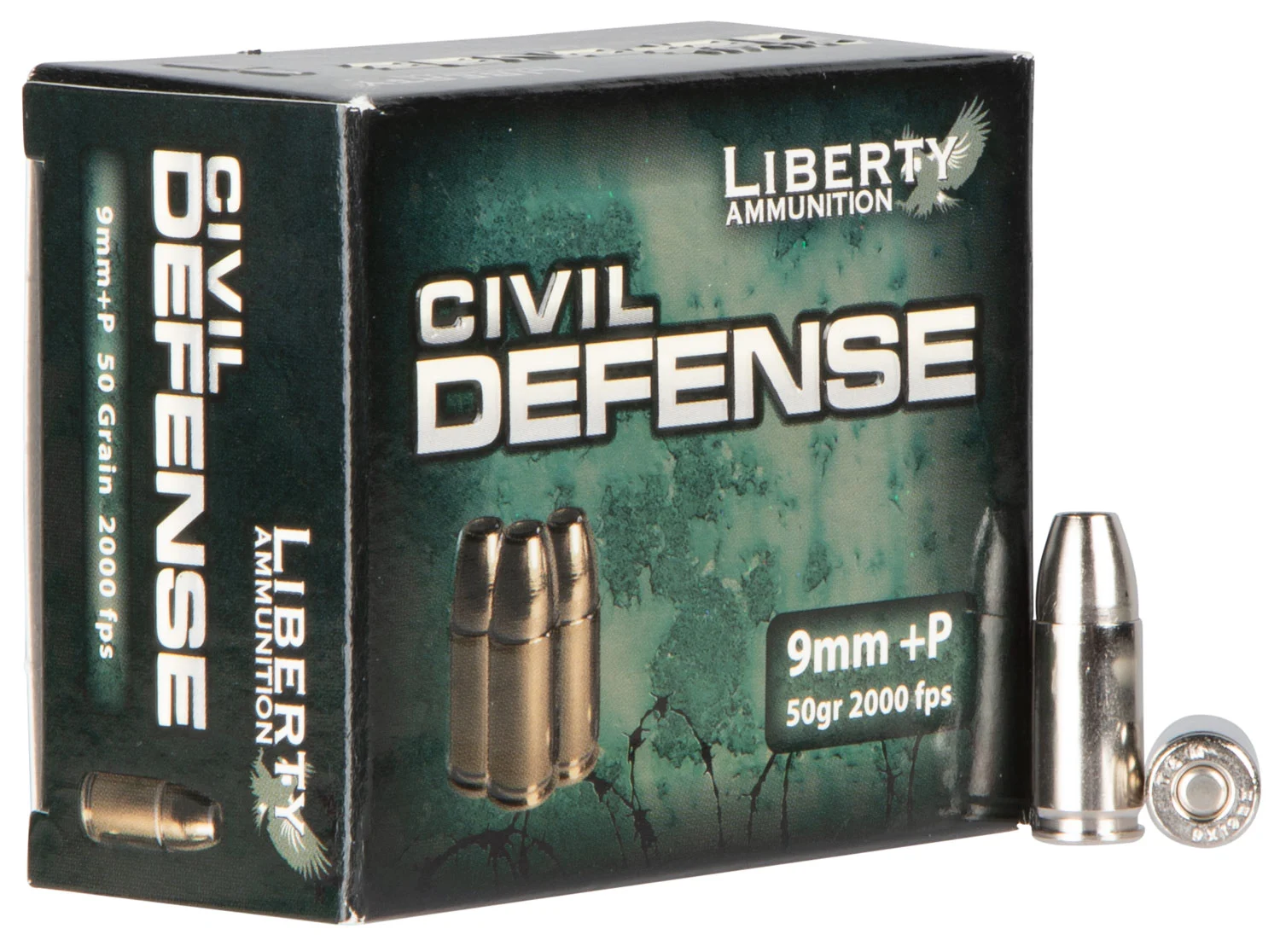 LIBERTY Ammunition Lacd9014 Civil Defense 9mmluger+p 50gr Lead Free Fragmenting Hollow Point 20 Per Box/50 Case