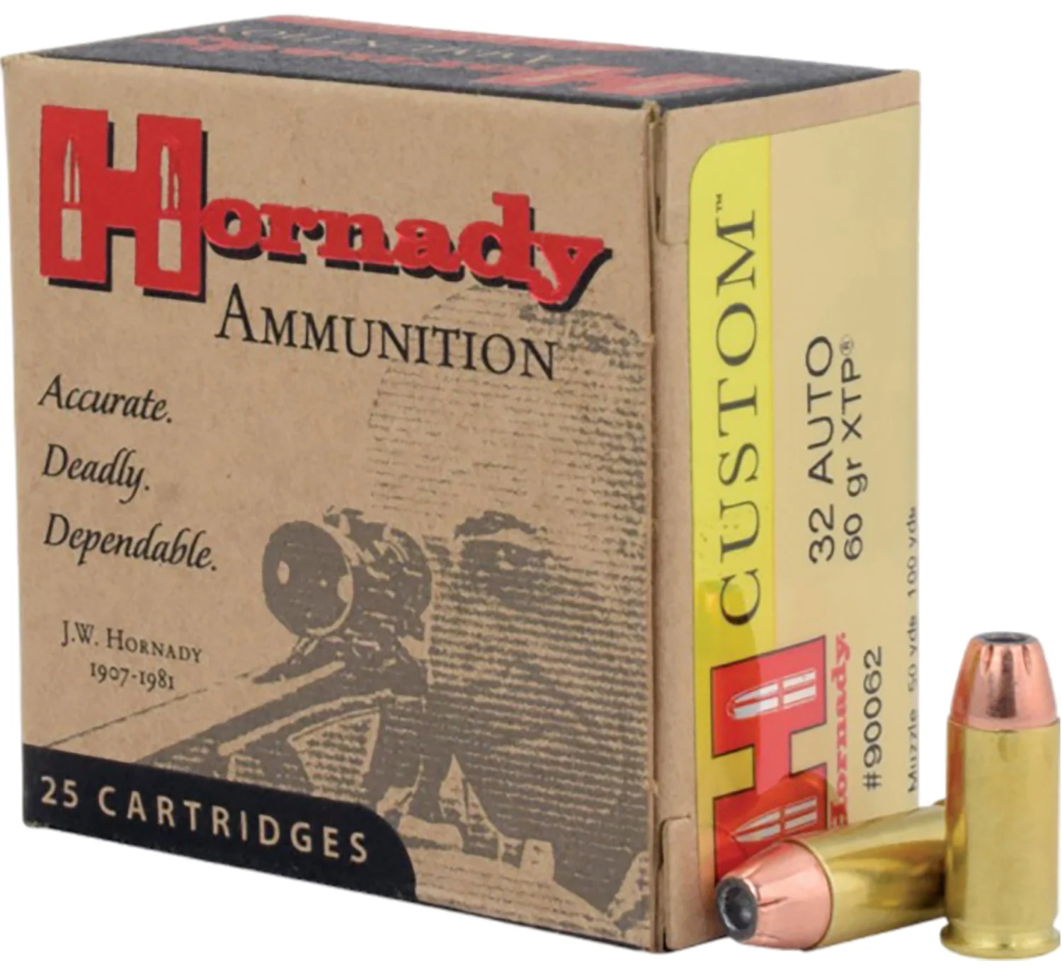 HORNADY 90062 Custom 32acp 60gr HORNADY Xtp Hollow Point 25 Per Box/10 Case