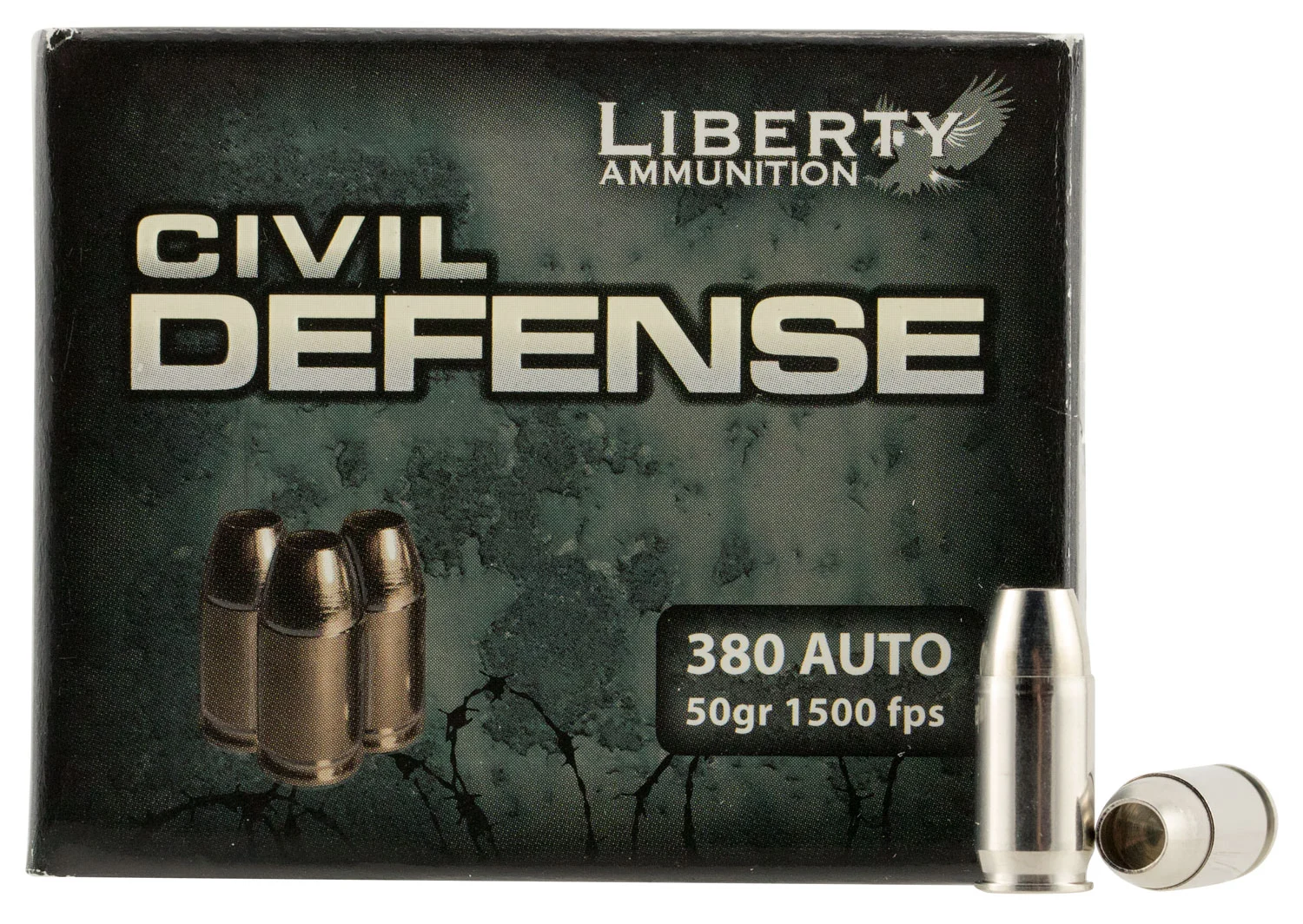 LIBERTY Ammunition Lacd380023 Civil Defense 380acp 50gr Lead Free Fragmenting Hollow Point 20 Per Box/50 Case