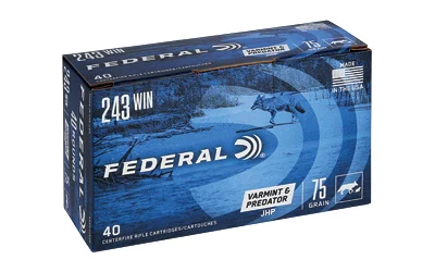 Federal .243 Winchester 75gr JHP Brass – 40rd