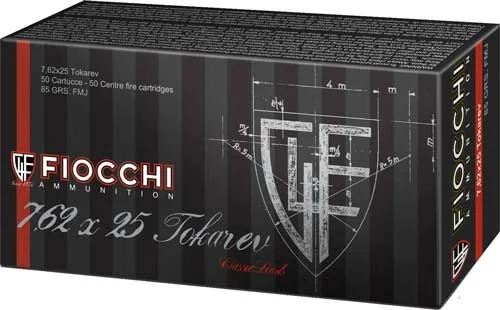 FIOCCHI 7.62x25 Tokarev - 85gr Fmj 50rd 20bx/cs