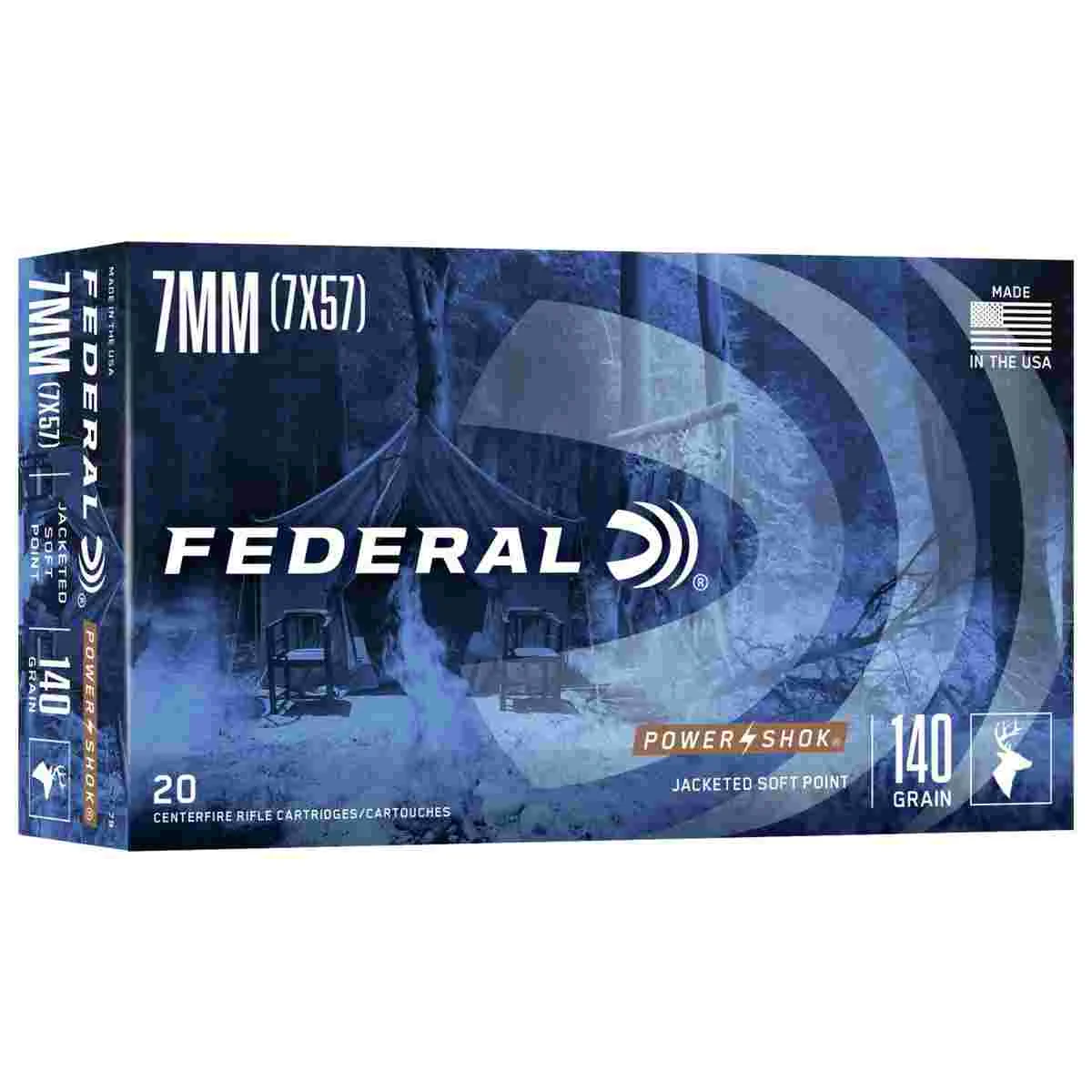 FEDERAL Power-shok Rifle Ammunition 7mm Mauser 140 Gr Sp 2660 Fps - 20/ct