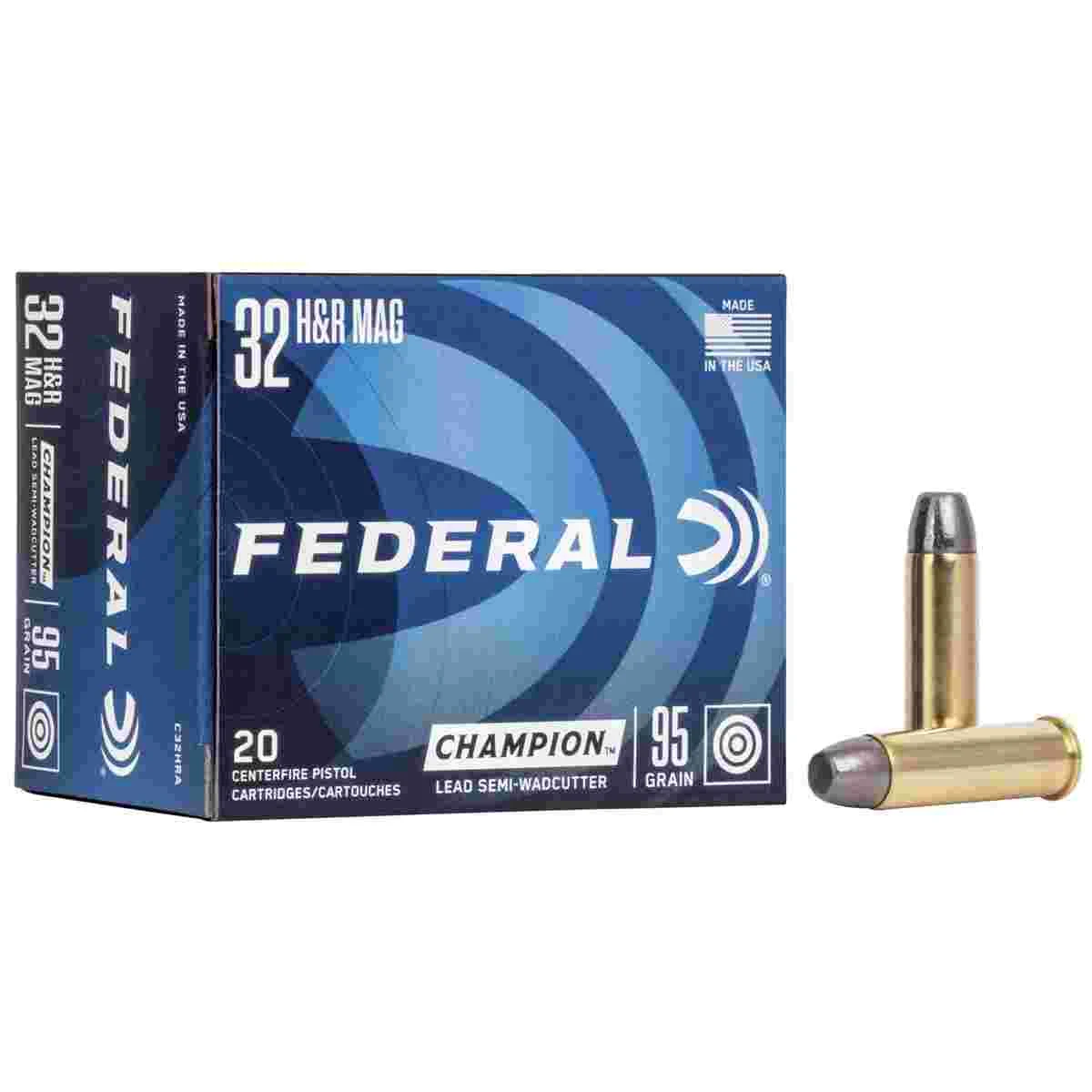 FEDERAL Champion Handgun Ammunition .32 H&r Mag 95 Gr Lswc 1020 Fps 20/box