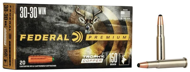 FEDERAL Premium Trophy Copper Rifle Ammunition .30-30 Win 150 Gr Tc 2300 Fps 20/ct