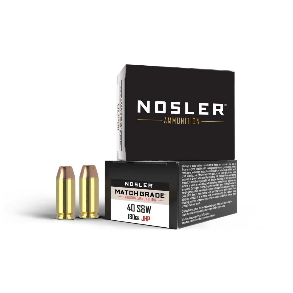 NOSLER Match Grade Handgun Ammo .40 S&w 180 Gr Jhp 20/ct