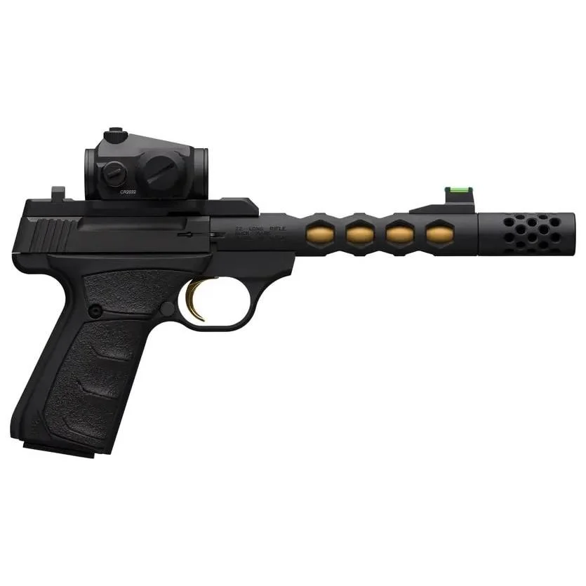 BROWNING Buck Mark Vision Handgun .22 Lr 10rd Magazine 5.875" 1/2x28 Threaded Barrel Black Gold With Vortex Red Dot