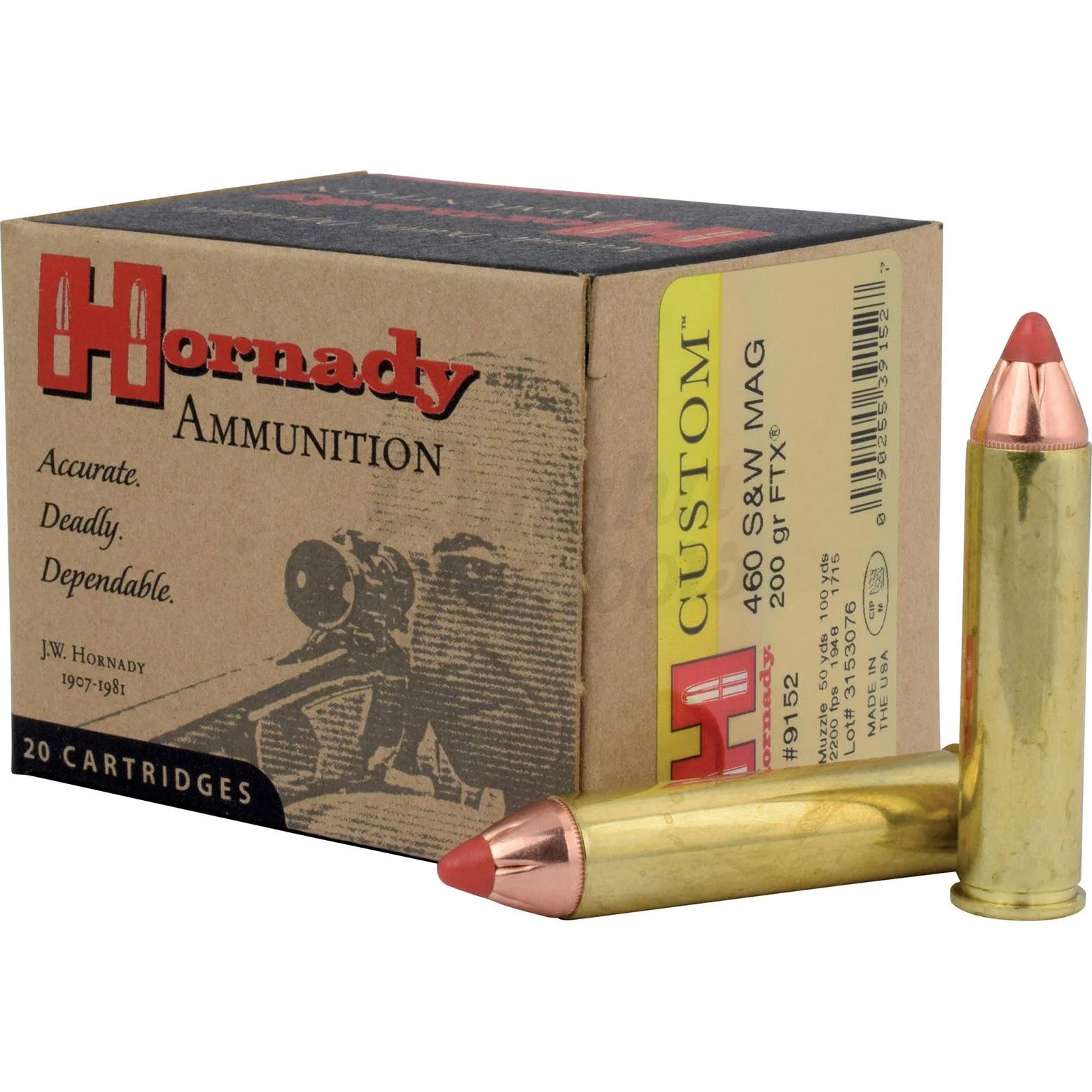 HORNADY Custom 460 S&w 200gr Ftx 20rd Bx 200rd Case